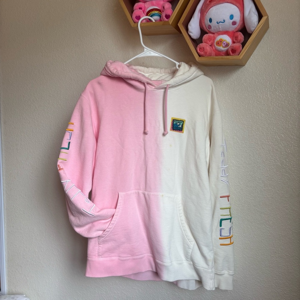 Teddy Fresh Wavy Dip Dye Hoodie Pink Hoodie with Ombré Design